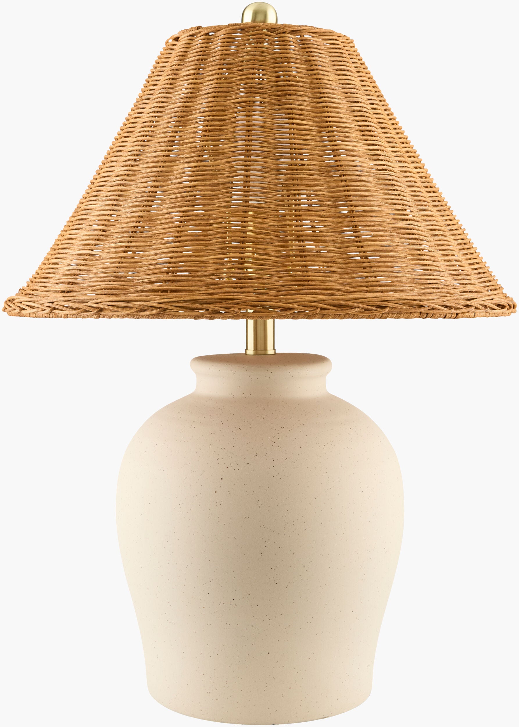 23 Inch Cream Wicker Besson Lamp with Brass