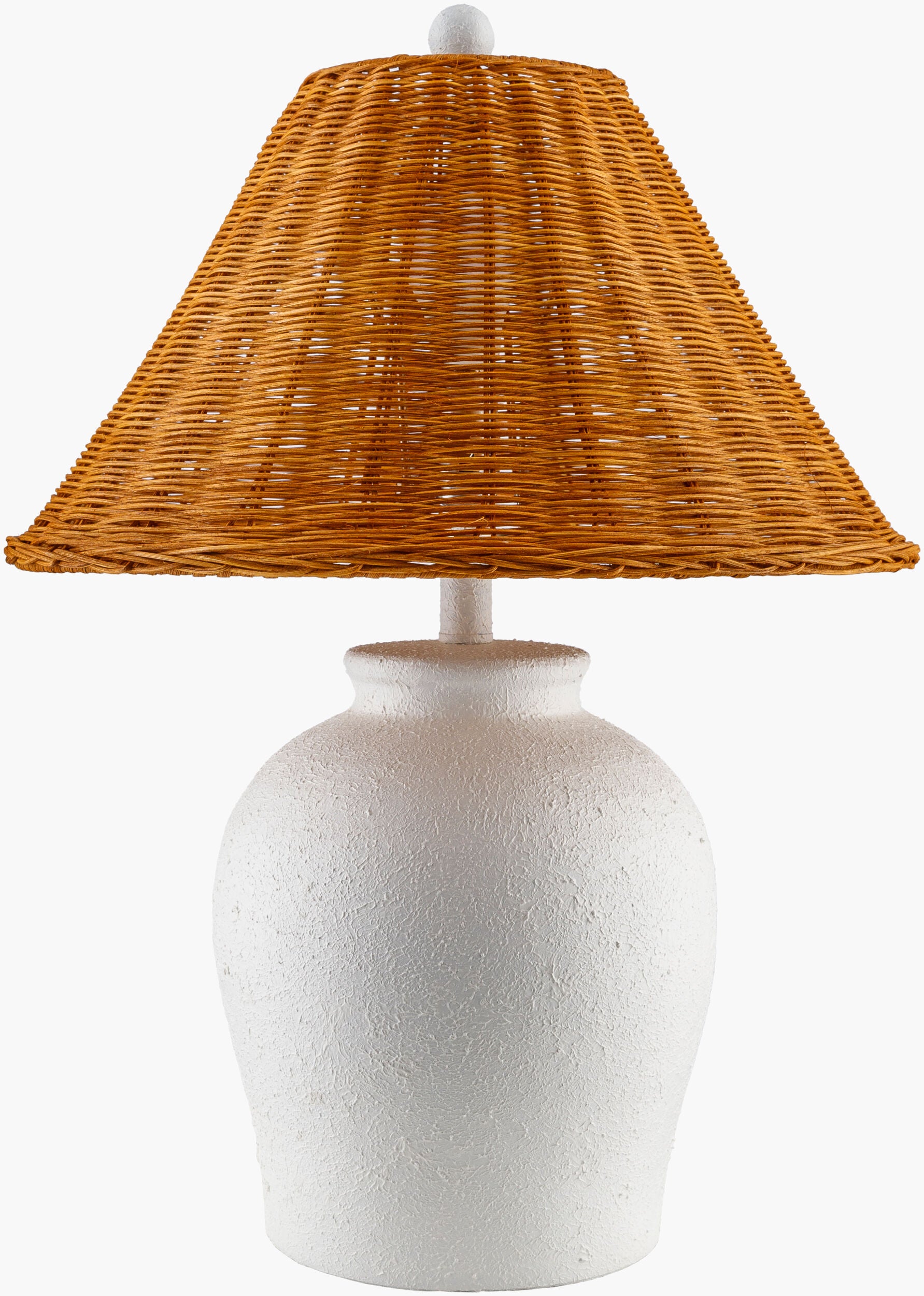 23 Inch White Rattan Mabon Textured Lamp