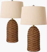 27 Inch Baja Woven Wicker Lamp with Brass - Sold as Set