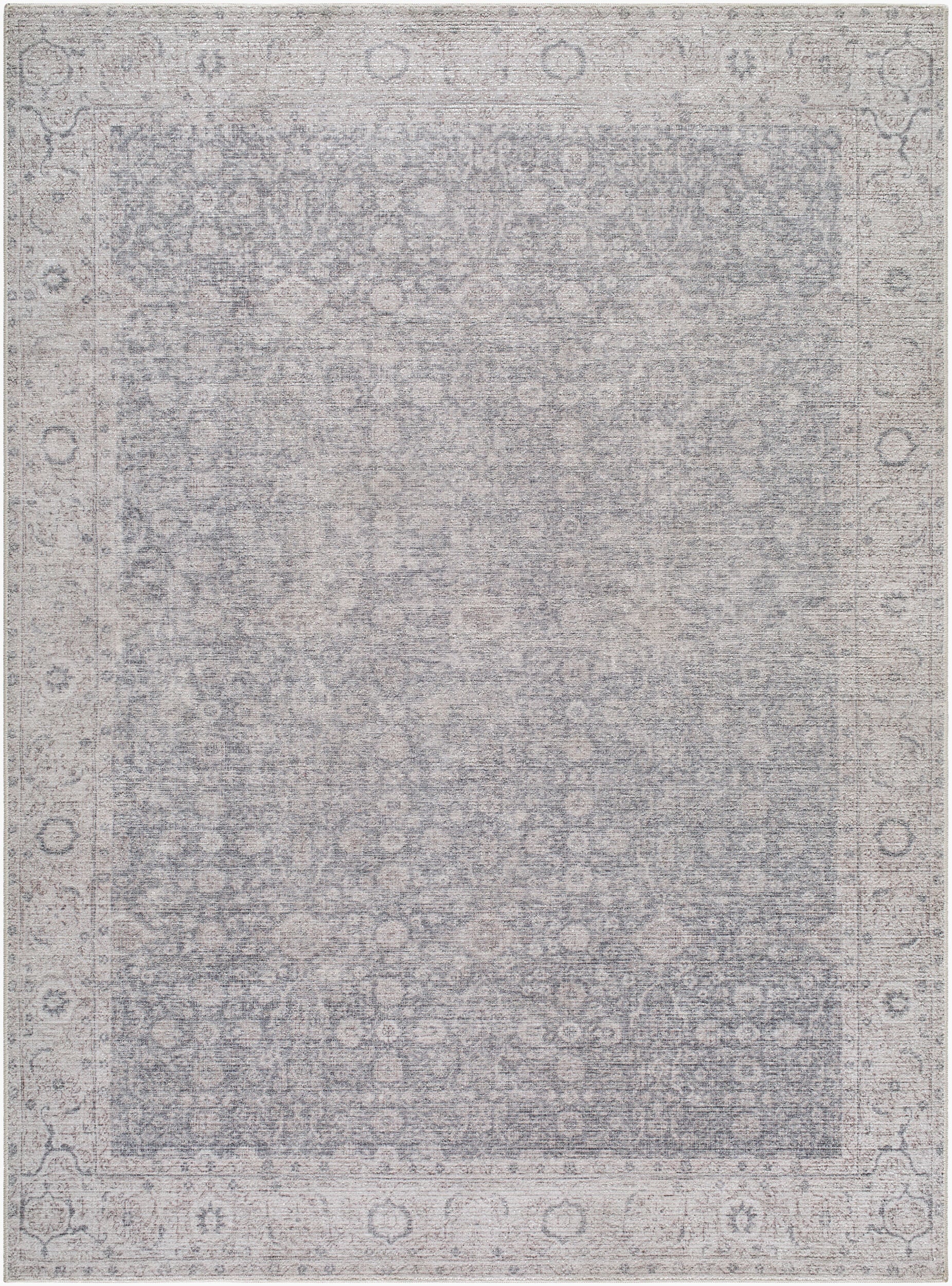 Gray Spokane Floral Machine Woven Rug